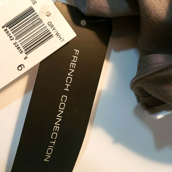 French Connection White Peter Pan Collar Grey Size 6 Dress Fit and Flare - Picture 8 of 9